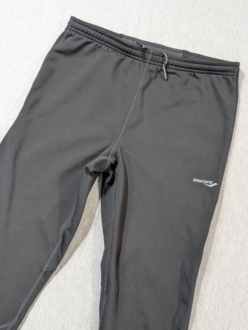 Saucony Cycling Running Tights Leggings Women's Large Black Leg Zip Stretch